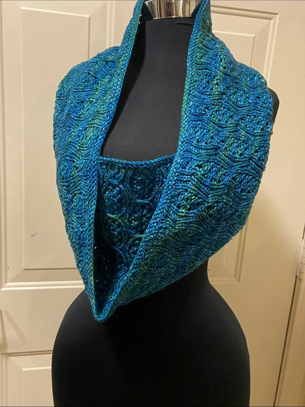 Handknit Teal Cable Infinity Scarf - Women's Accessories